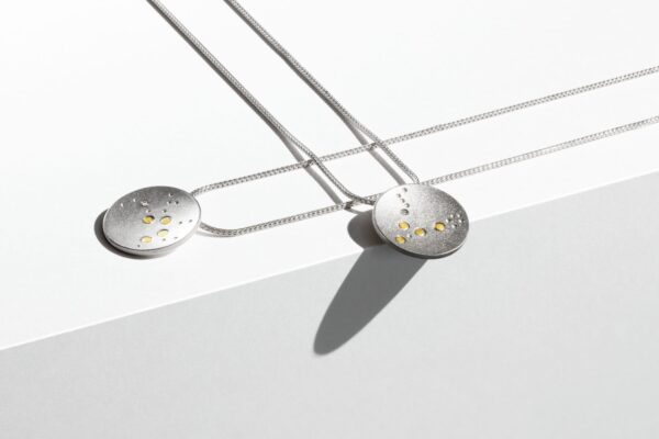uqio Zodiac Silver Pendant with Gold Detail & Diamond Accent - Image 2