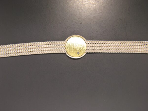 uqio Silver Bracelet with Gold Appliqué and Diamond Accents - Image 2