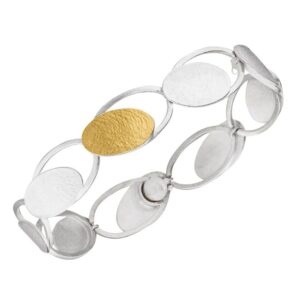 uqio Silver Bracelet with Gold Accents – Elegant Jewelry