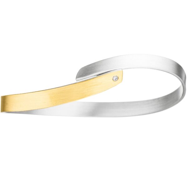 uqio Handmade Silver-Gold Bracelet with Diamond Accents – Luxury Jewelry