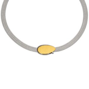 uqio Silver Necklace with Diamond and Gold Accents