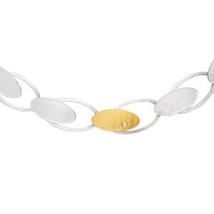 uqio Silver Collier with Gold Elements and Set Diamond