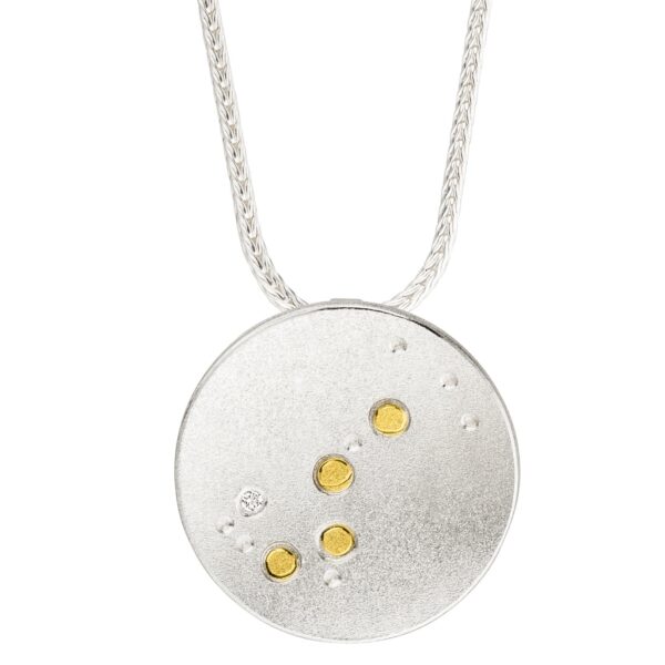 uqio Zodiac Silver Pendant with Gold Detail & Diamond Accent - Image 14