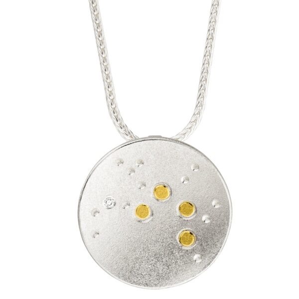 uqio Zodiac Silver Pendant with Gold Detail & Diamond Accent - Image 15