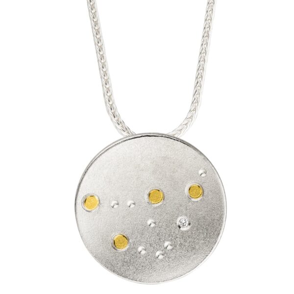 uqio Zodiac Silver Pendant with Gold Detail & Diamond Accent - Image 16