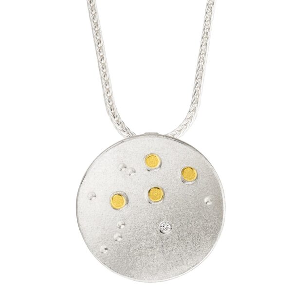 uqio Zodiac Silver Pendant with Gold Detail & Diamond Accent - Image 6