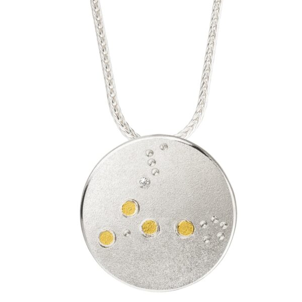 uqio Zodiac Silver Pendant with Gold Detail & Diamond Accent - Image 5