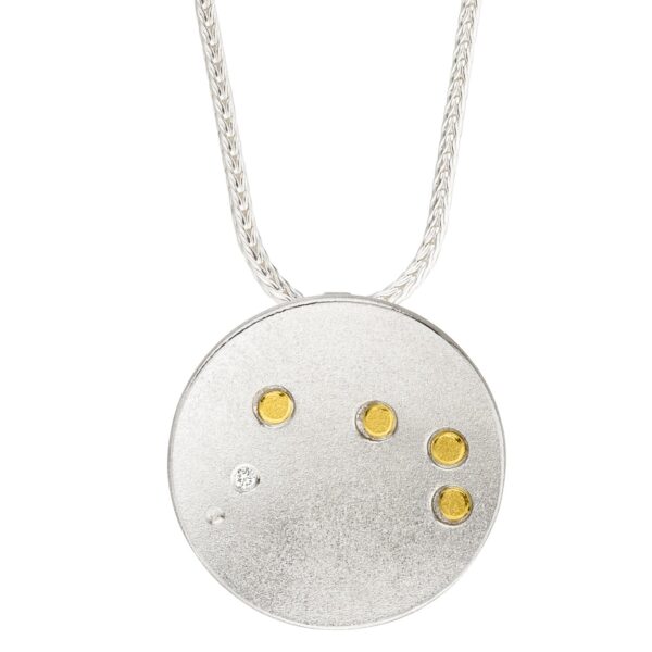 uqio Zodiac Silver Pendant with Gold Detail & Diamond Accent - Image 7