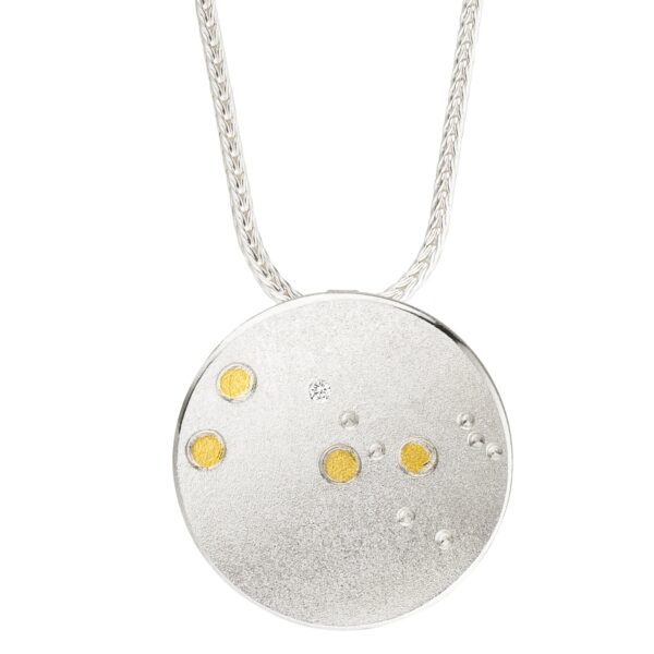 uqio Zodiac Silver Pendant with Gold Detail & Diamond Accent - Image 8