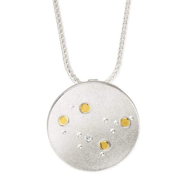 uqio Zodiac Silver Pendant with Gold Detail & Diamond Accent - Image 9