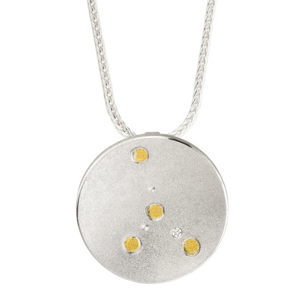 uqio Zodiac Silver Pendant with Gold Detail & Diamond Accent - Image 10
