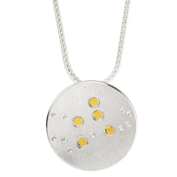 uqio Zodiac Silver Pendant with Gold Detail & Diamond Accent - Image 12