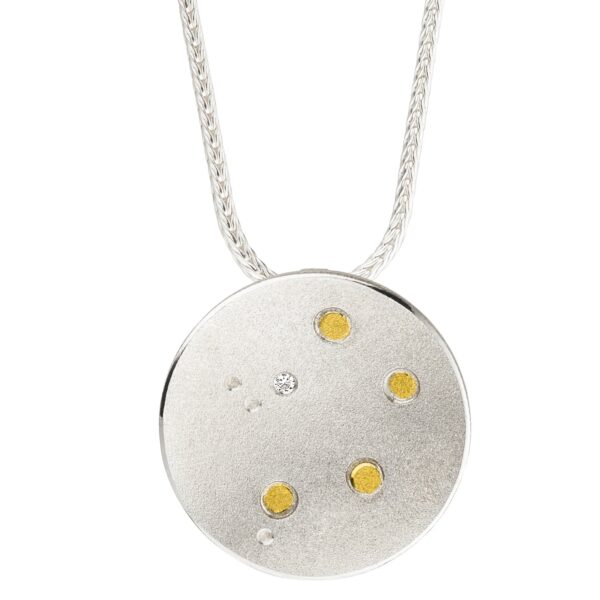 uqio Zodiac Silver Pendant with Gold Detail & Diamond Accent - Image 13